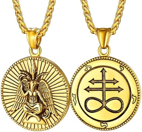 Gungneer 3D Satanic Hexagram Goat Head Pendant Necklace Stainless